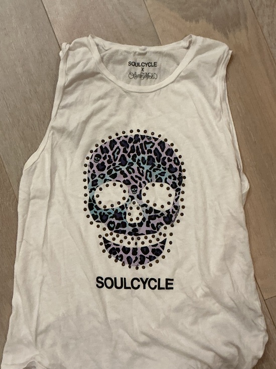 Lauren Moshi Tops - Lauren Moshix SoulCycle White Muscle Tank with Leopard Skull Graphic